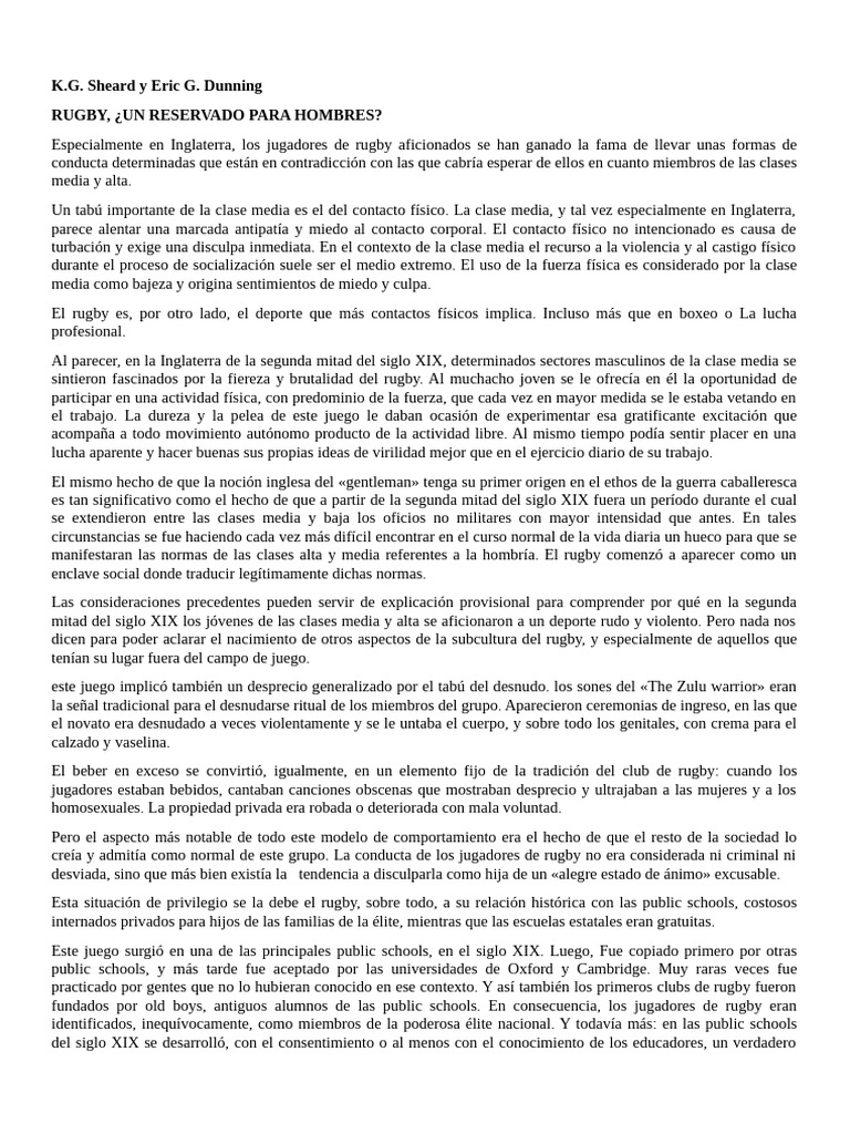 Rugby: Masculinidad y Exclusión Social | PDF | Masculinidad | Mujer