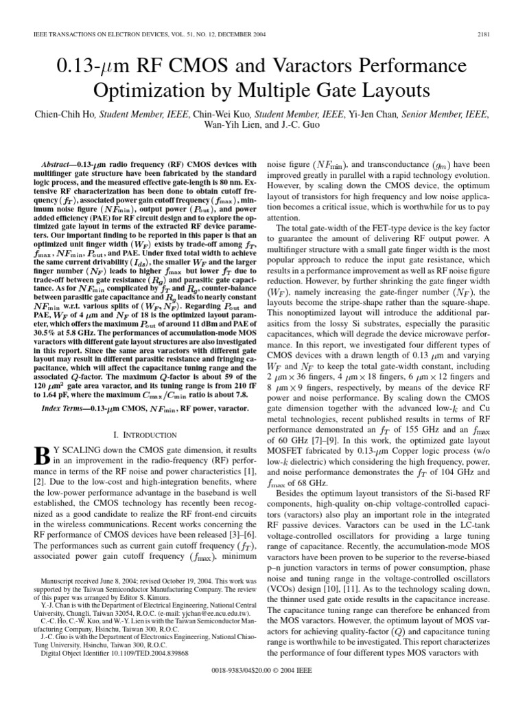 RF CMOS Optimization with Multi-Finger Layouts | PDF | Mosfet | Cmos