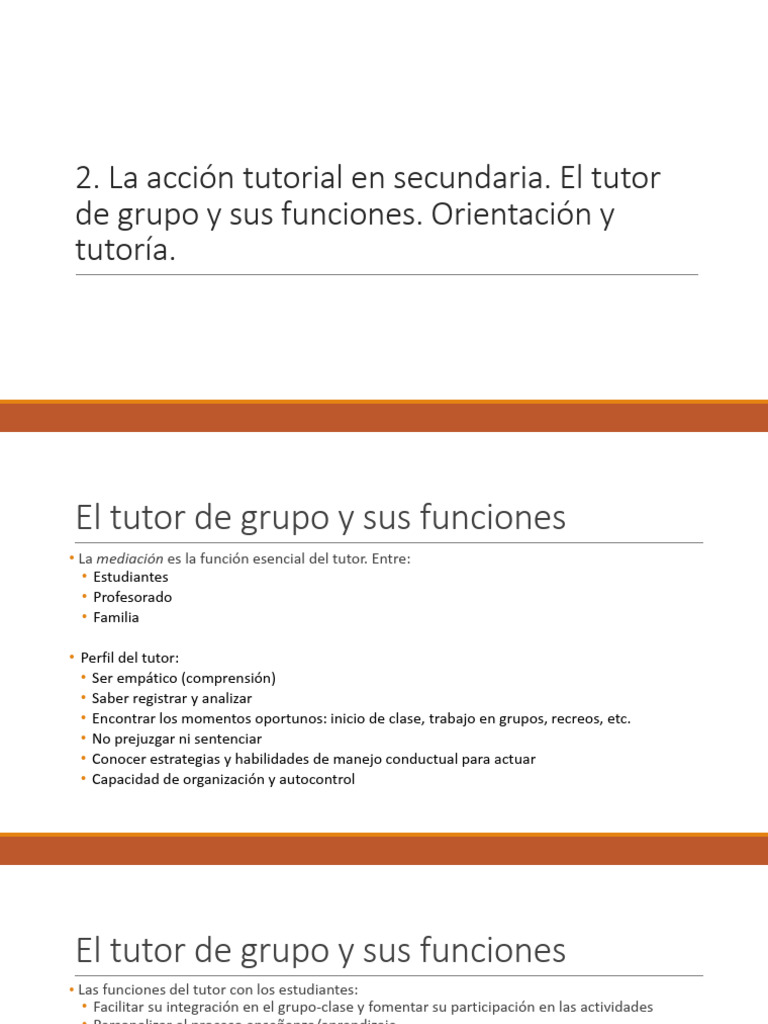 La Acción Tutorial en Secundaria. El Tutor de Grupo y Sus Funciones ...