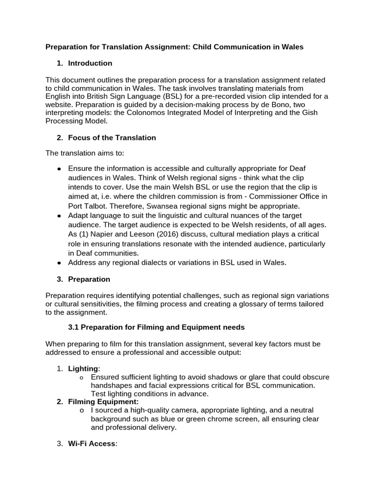 V3 (WALES) Preparation For Translation Assignment | PDF | Cost Of ...