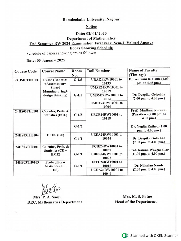 Paper Showing Notice Sem-1 | PDF