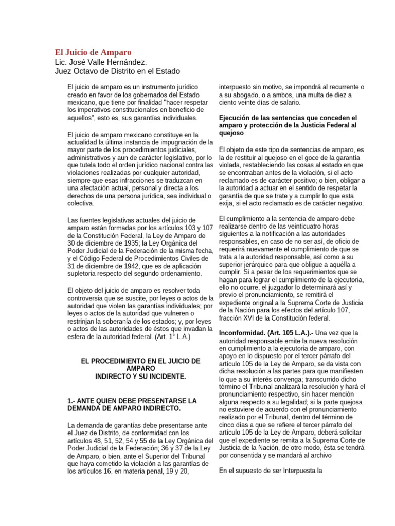 El Juicio de Amparo | PDF | Sentencia (ley) | Judicaturas