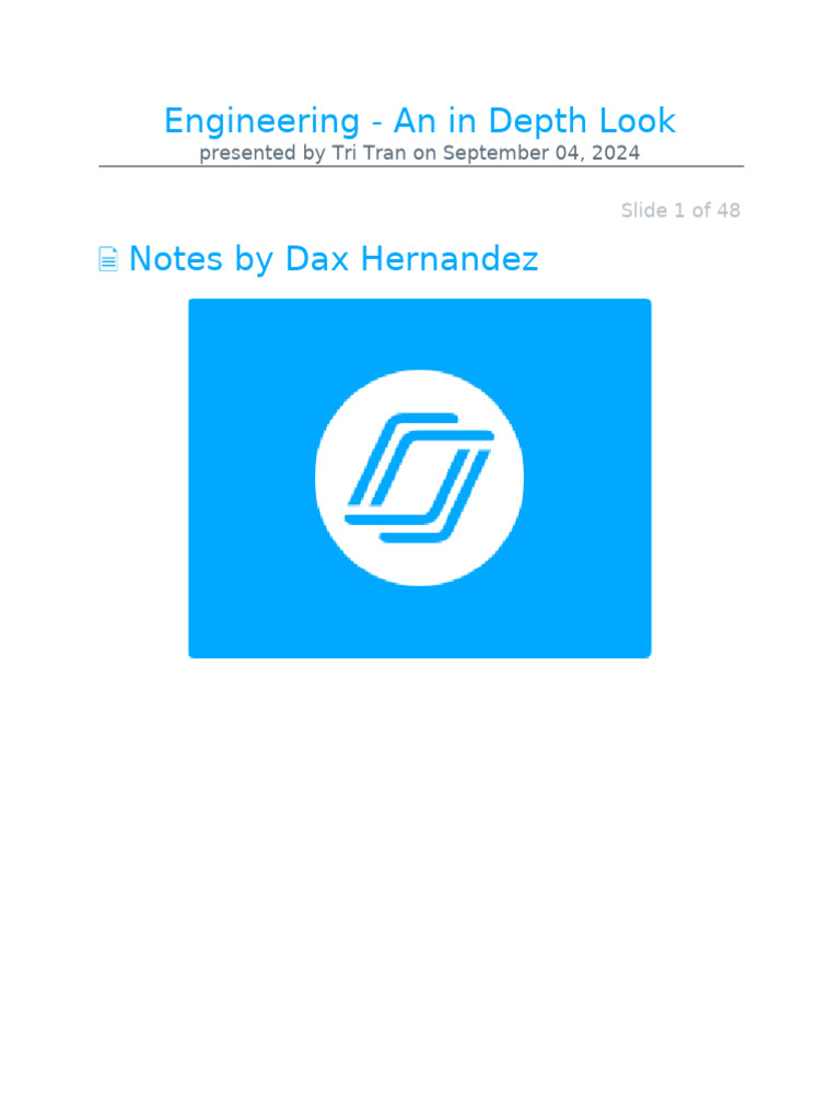 Engineering - An in Depth Look Notes by DaxHernandez | PDF
