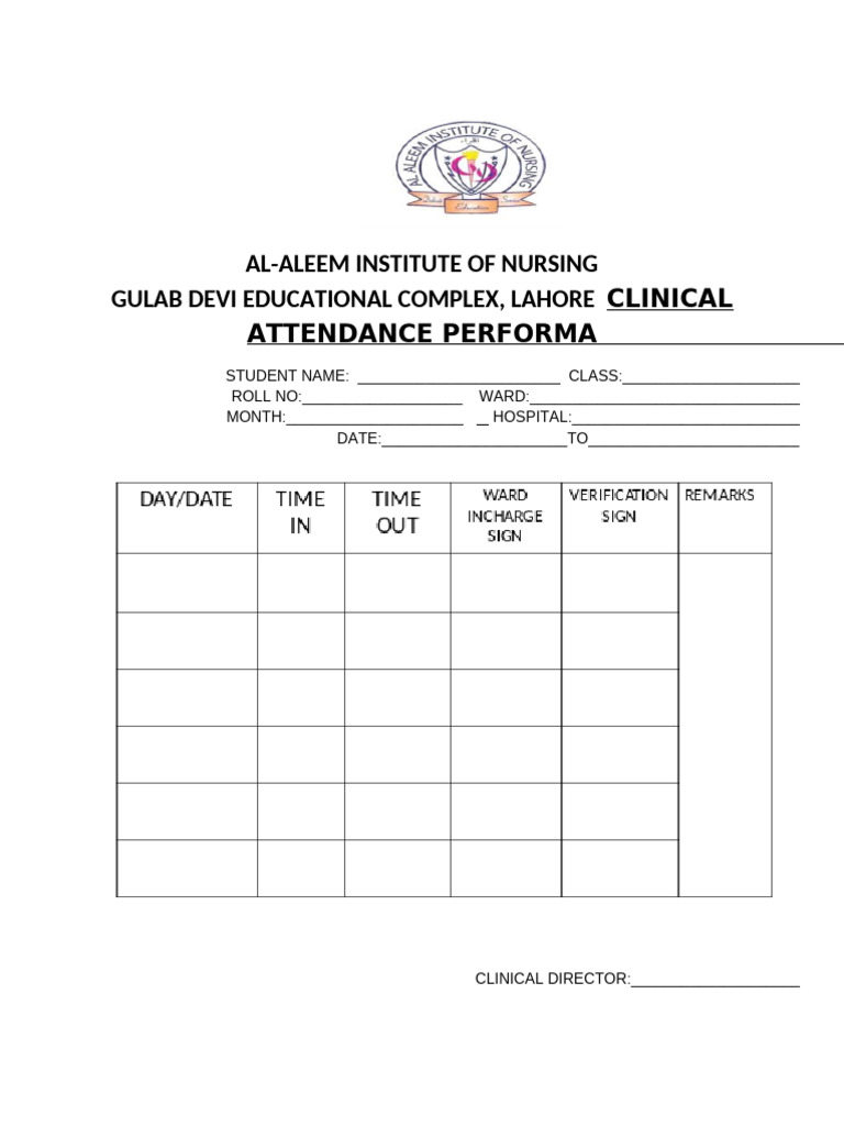 Nursing Student Attendance Form | PDF