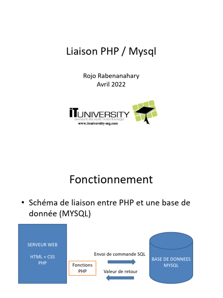 Liaison PHP et MySQL: Guide Pratique | PDF | PHP | MySQL