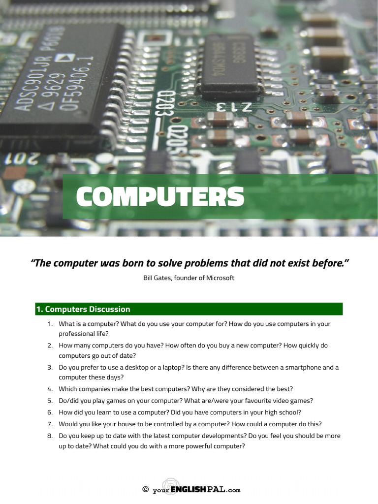 ESL Computer Lesson Plan | PDF | Laptop | Computer Hardware