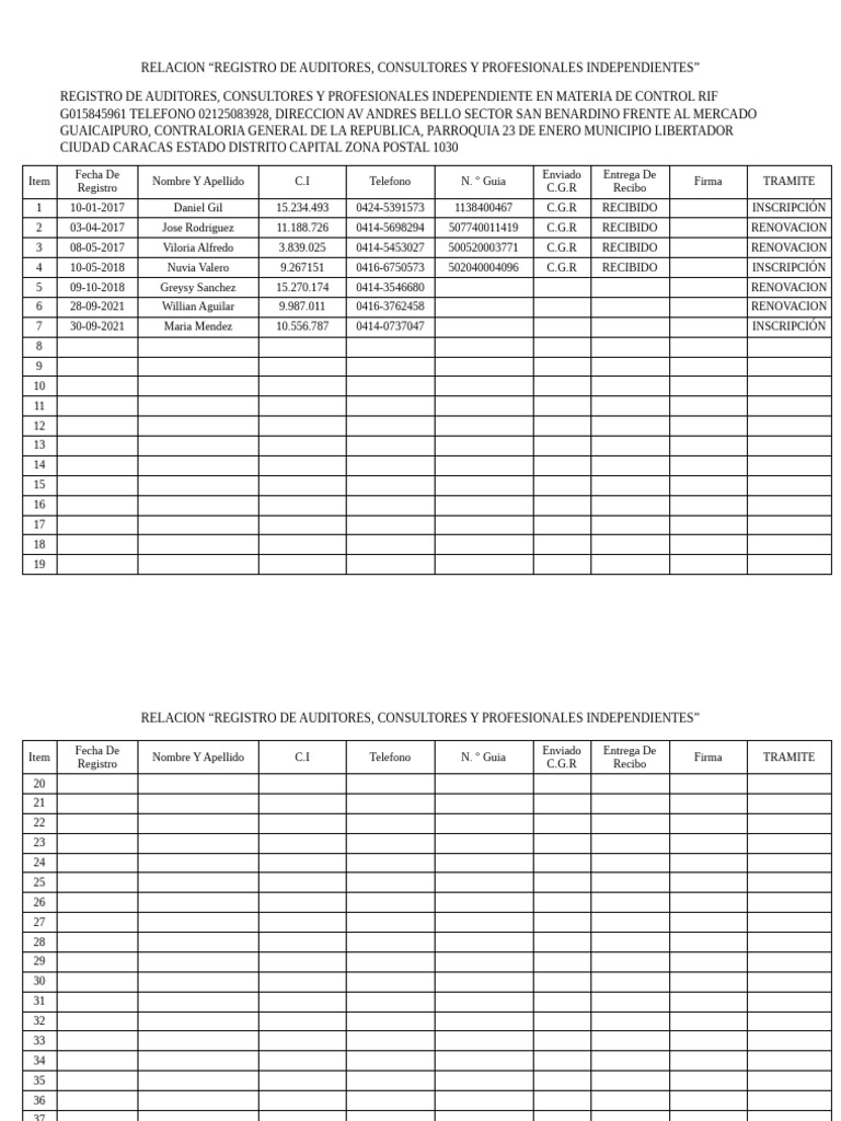 Registro de Auditores y Consultores | PDF