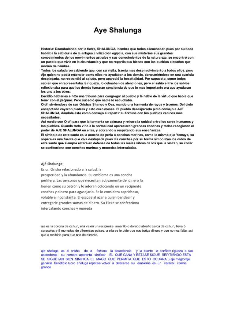 Orisha Aje Shaluga y sus Rituals | PDF