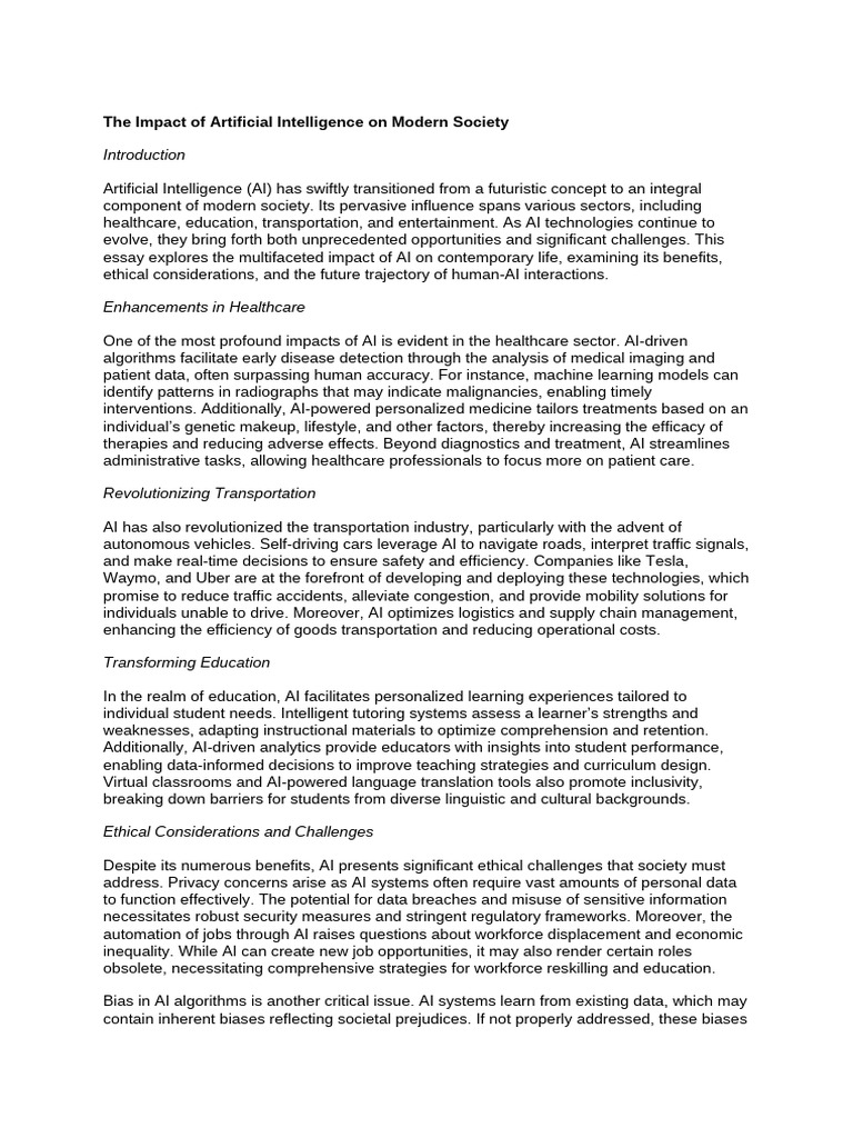 AI's Transformative Role in Society | PDF | Artificial Intelligence ...