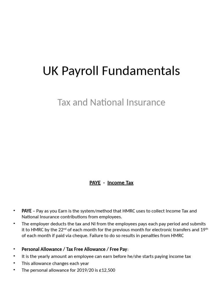 UK Payroll Tax and NI Essentials | PDF | Payroll Tax | Taxation