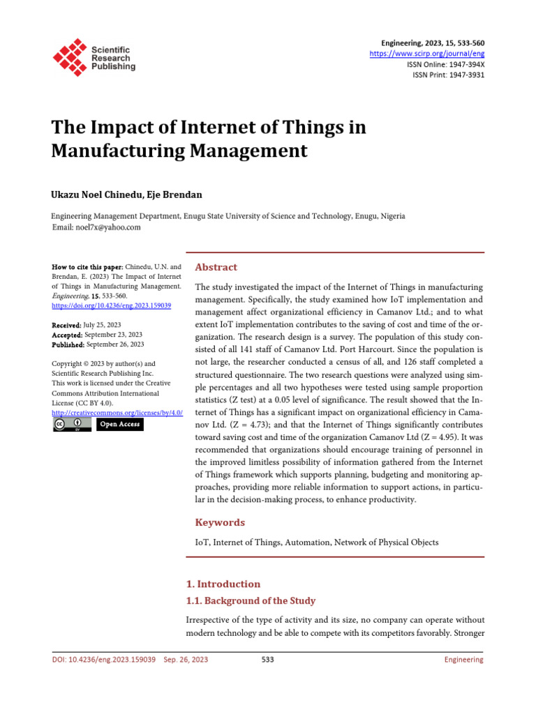 impact of IoT in manufacturing | PDF | Internet Of Things | Internet