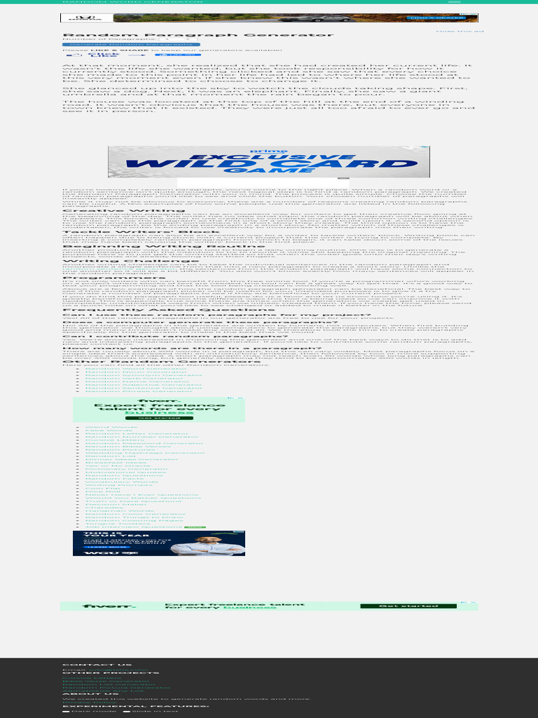 Random Paragraph Generator Tool | PDF | Word | Paragraph