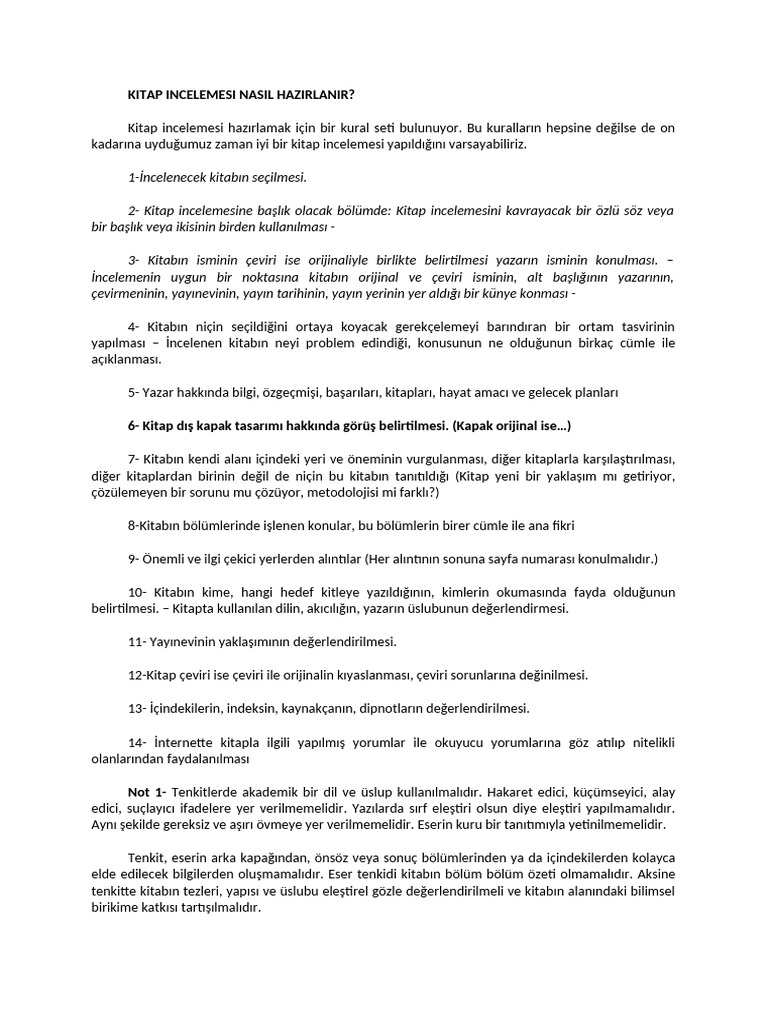 Kitap Incelemesi Nasil Hazirlanir Pdf