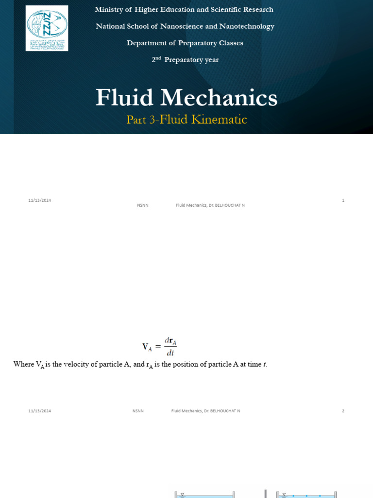 Fluid Kinematics Overview in Mechanics | PDF | Fluid Dynamics | Laminar ...