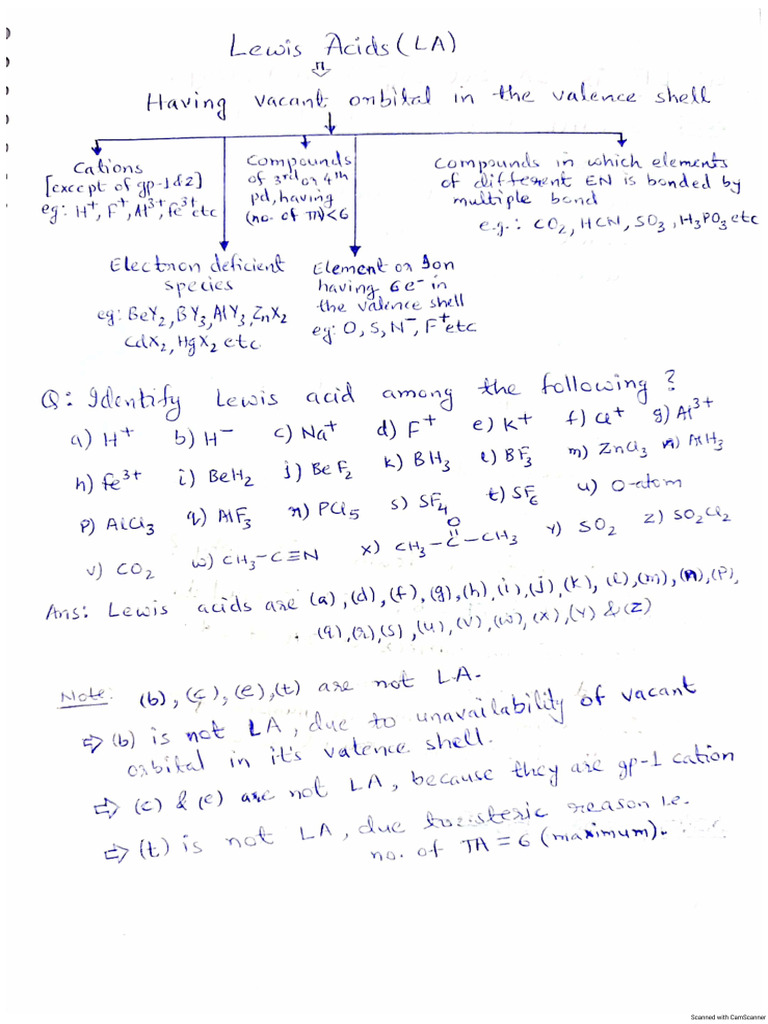 Lewis Acid and Base Revision Sheet | PDF