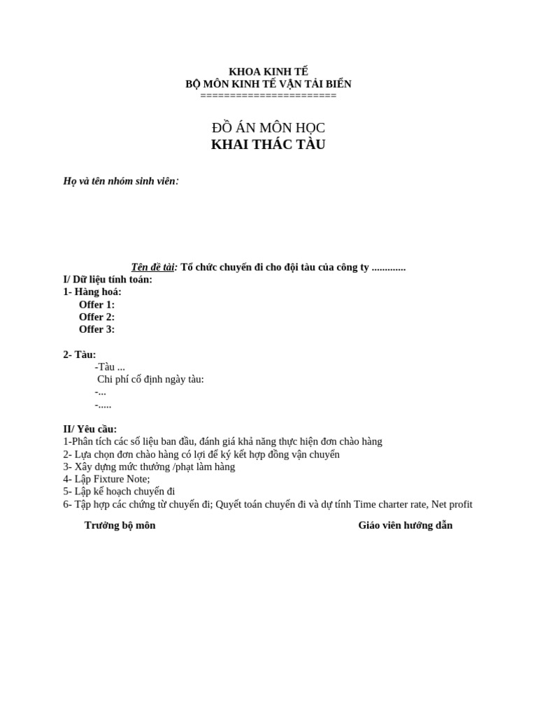Mẫu Thiết Kế Môn Học KTT | PDF