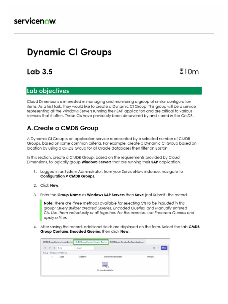 Creating Dynamic CI Groups in ServiceNow | PDF | Information Science ...