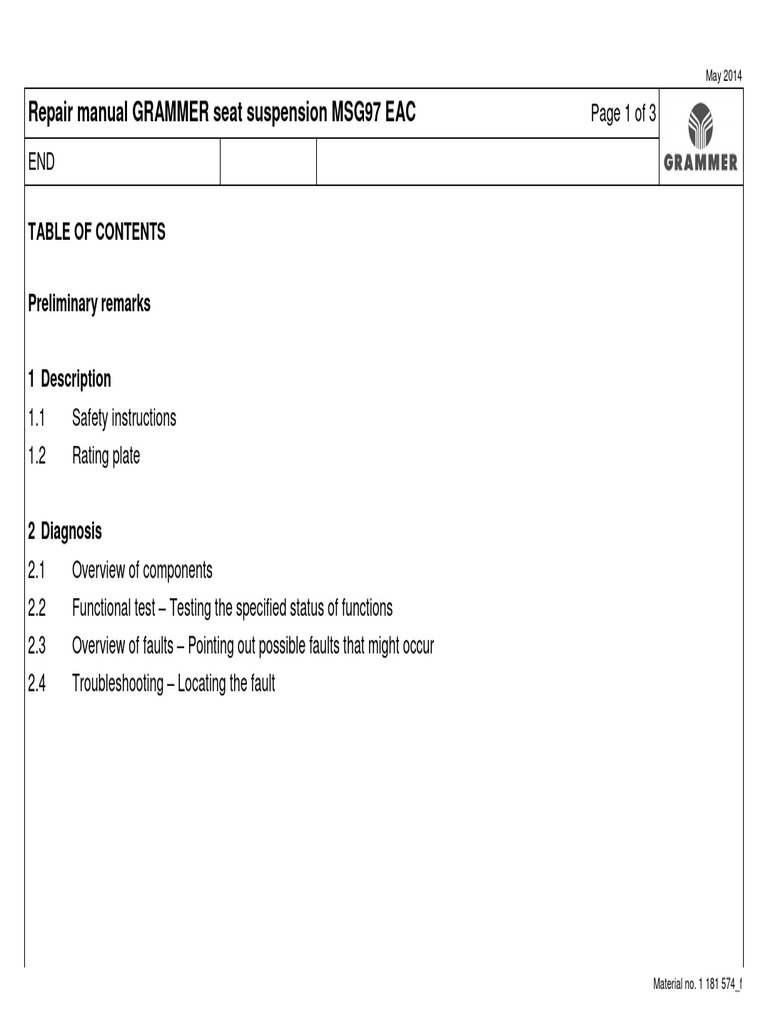 GRAMMER MSG97 EAC Repair Manual | PDF | Electrical Connector ...