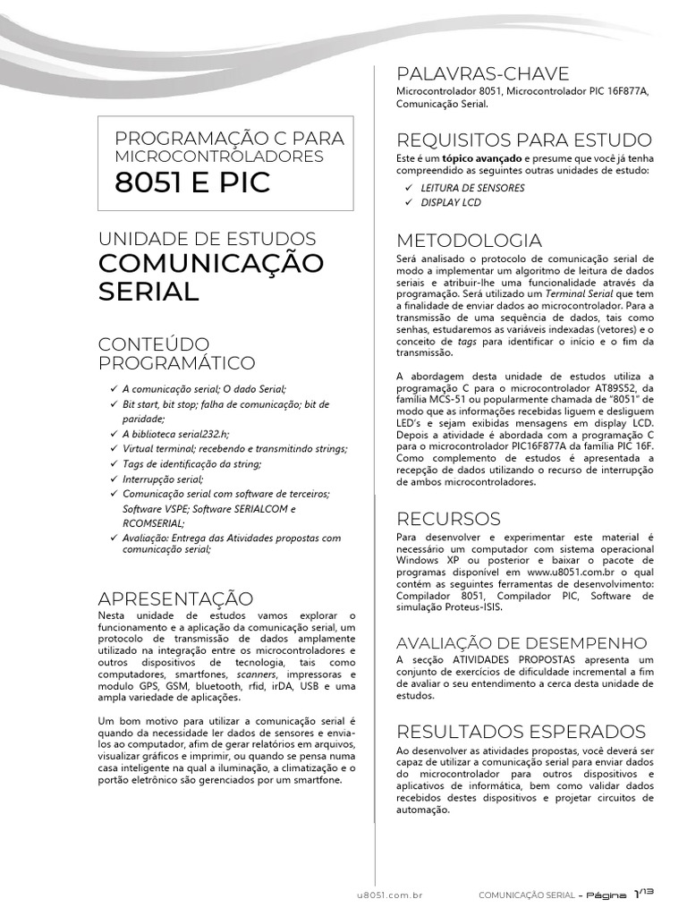Comunicação Serial em Microcontroladores | PDF | Mordeu | Byte