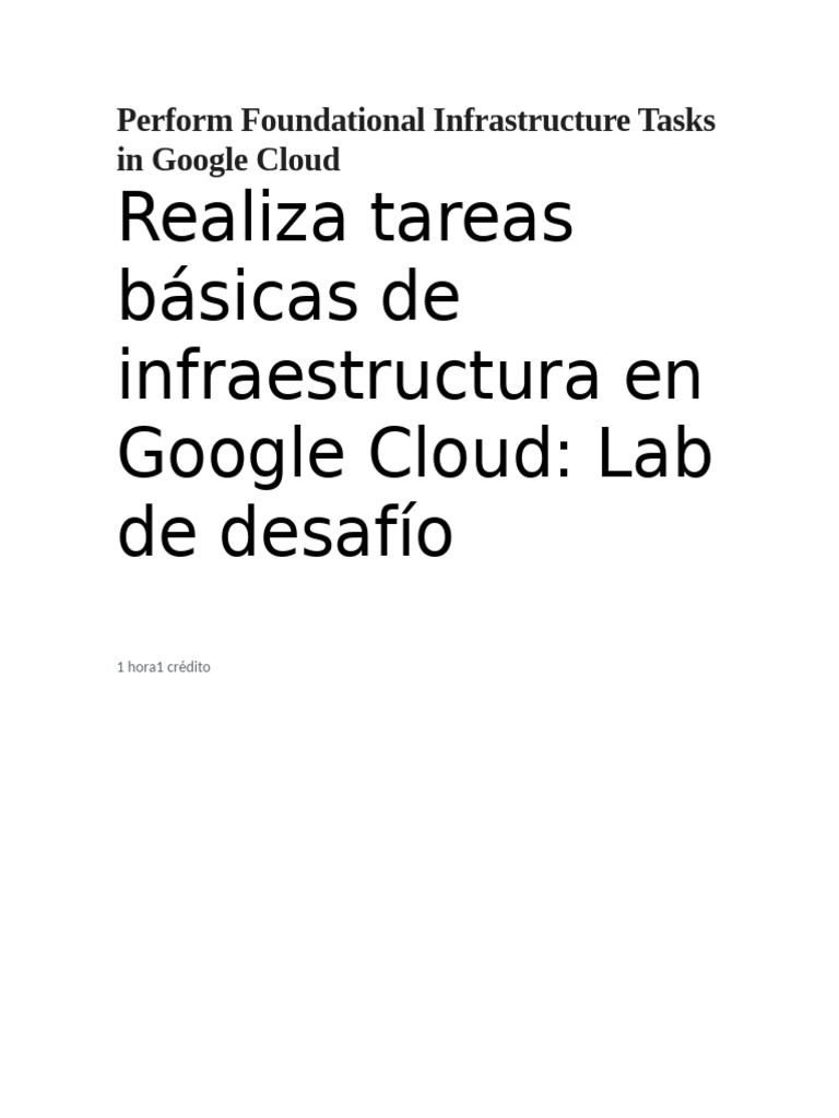 Desafío: Tareas Básicas en Google Cloud | PDF | Computación en la nube ...