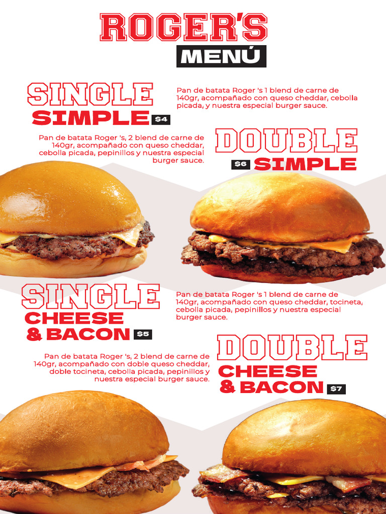 Menú de Roger's Burgers y Tenders | PDF | Cocina occidental | Cocina