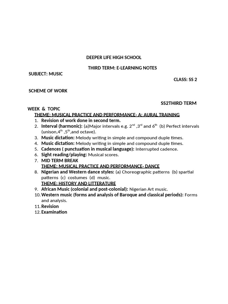 Ss2 Third Term Music E-Notes 2017 Edition | PDF | Concerto | Interval ...