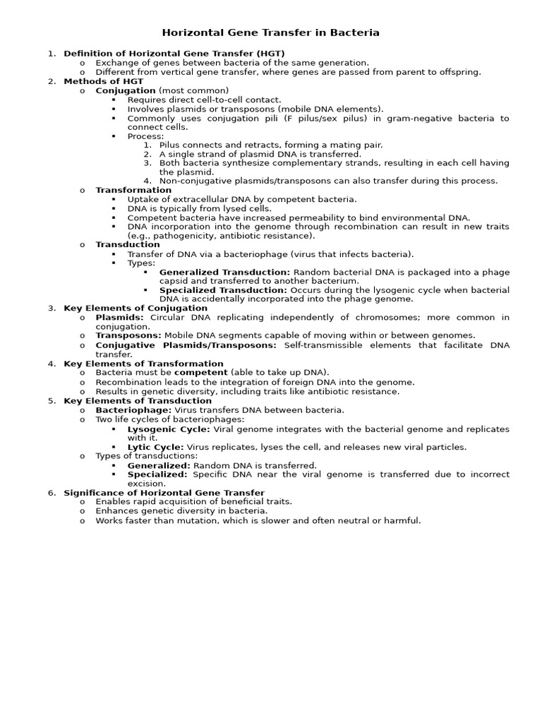 Understanding Horizontal Gene Transfer in Bacteria | PDF ...