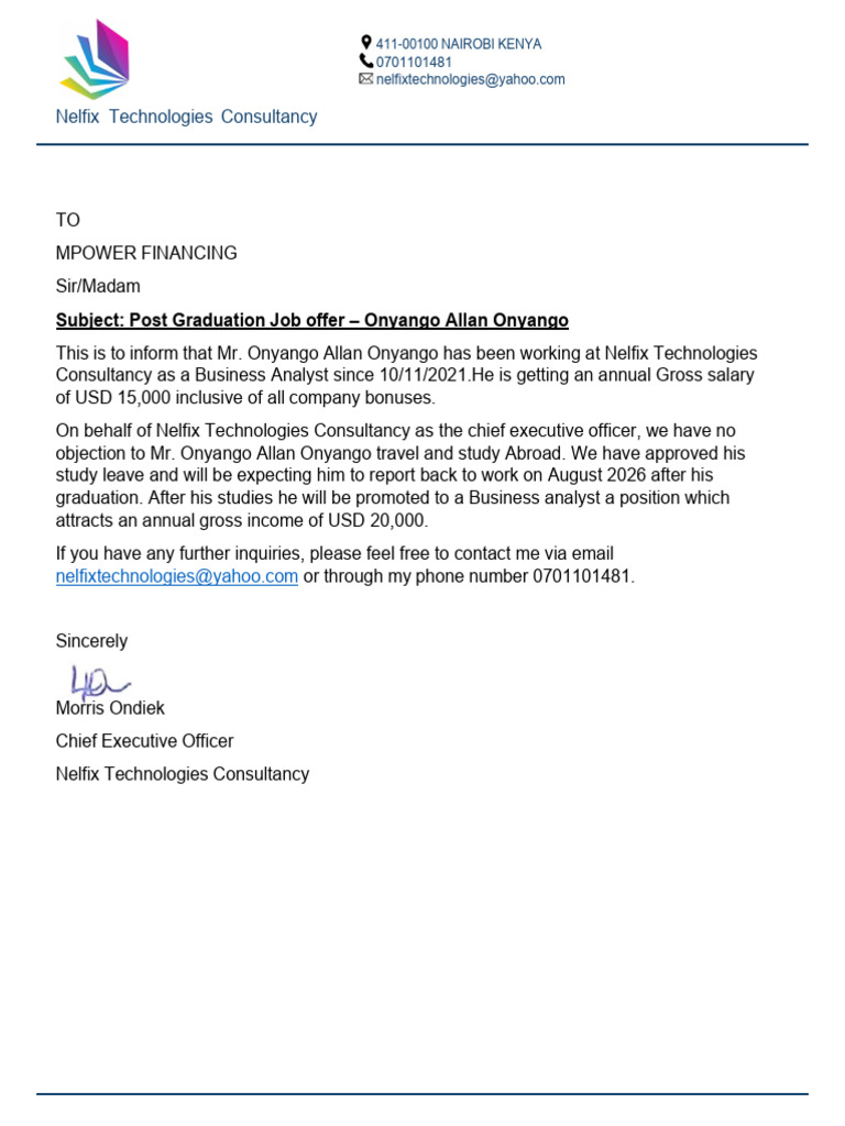 Post Graduation Job Offer Allan | PDF