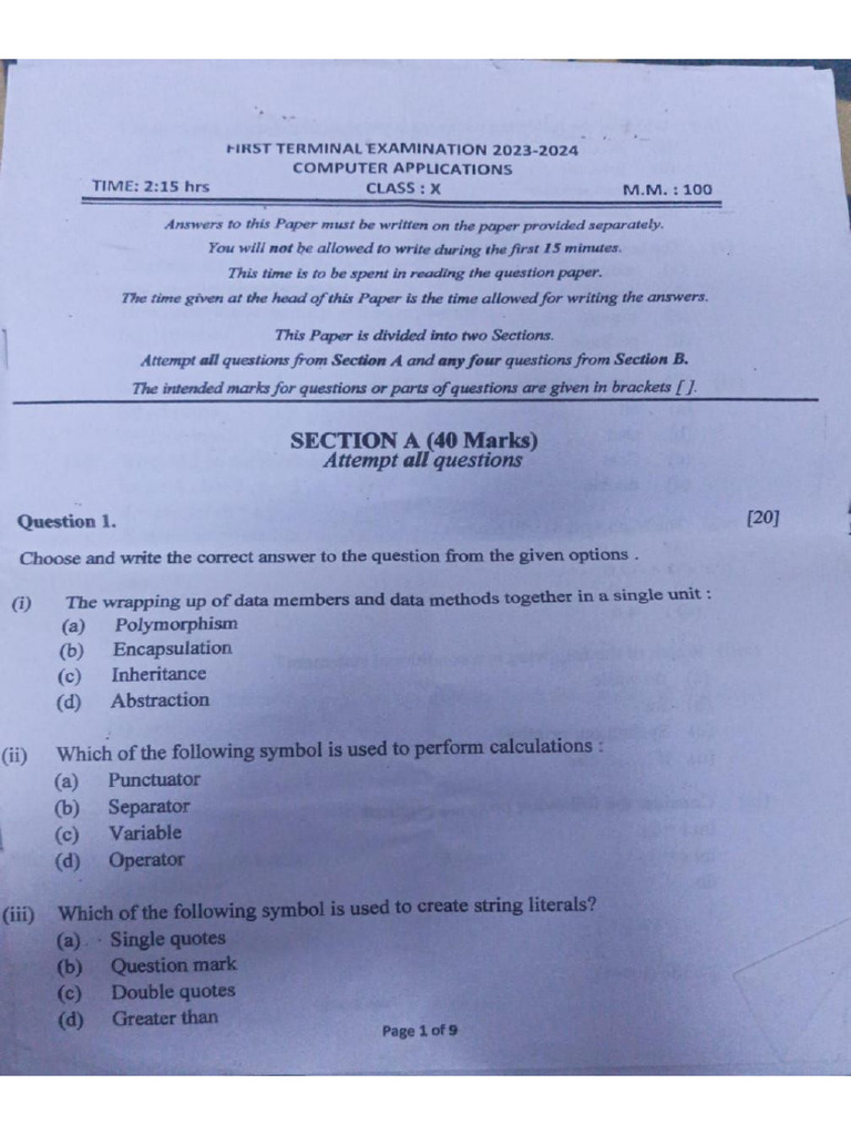Computer 1st Term Paper Old | PDF