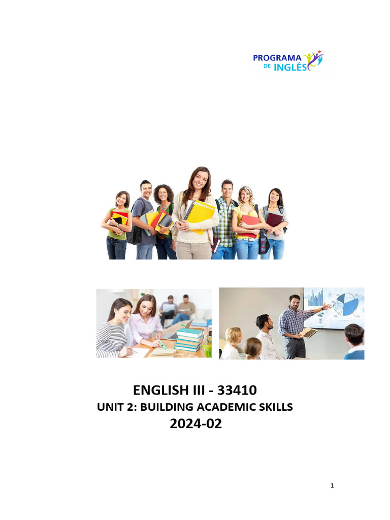 UNIT 2 BOOKLET INGLES III 2024-02 | PDF | Speed Reading