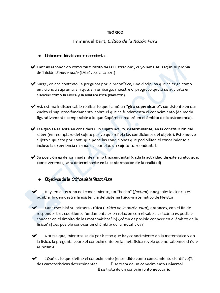 ESQUEMA KANT | PDF | A priori y a posteriori | Immanuel Kant