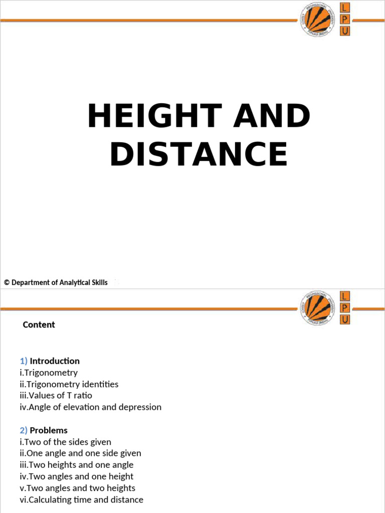 10 pea 306 height and distance pdf trigonometry elementary geometry
