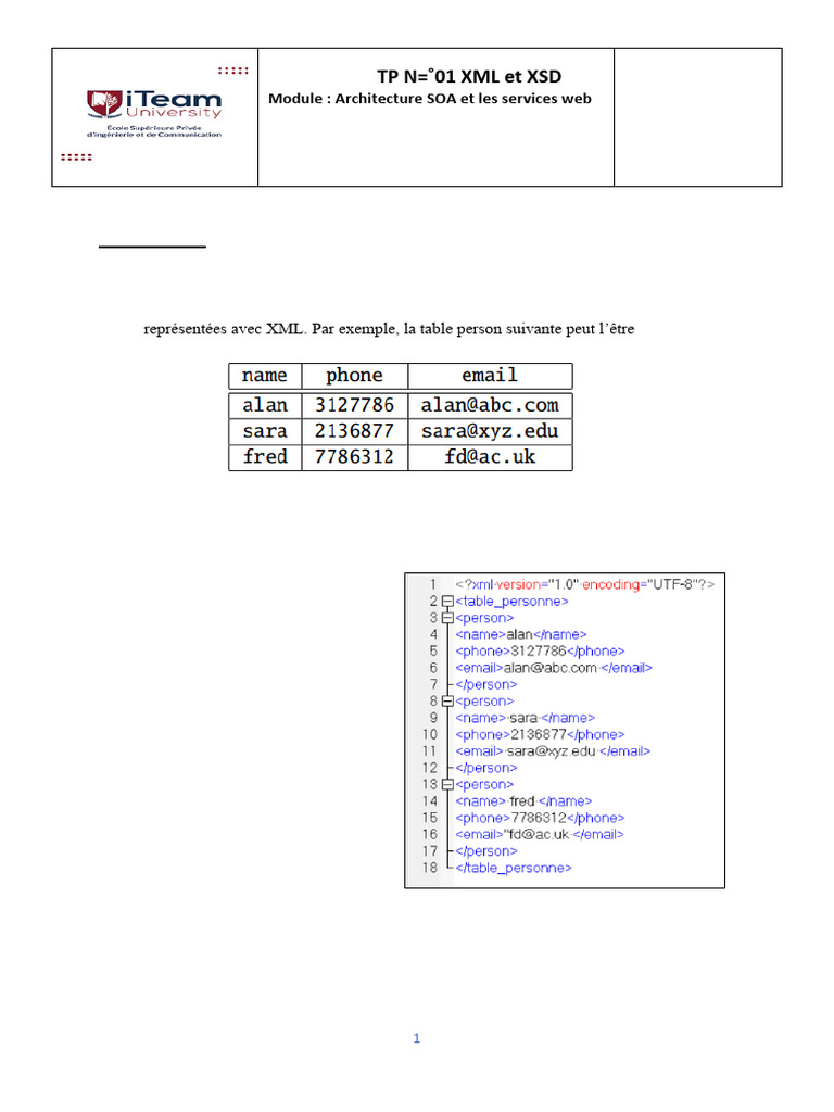 Exercices sur XML et XSD en SOA | PDF | XML | Langage de balisage
