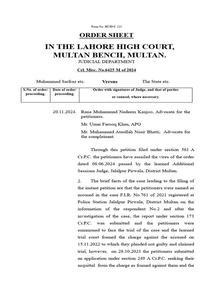 Acquittal Challenge in Lahore High Court | PDF | Acquittal | Appeal