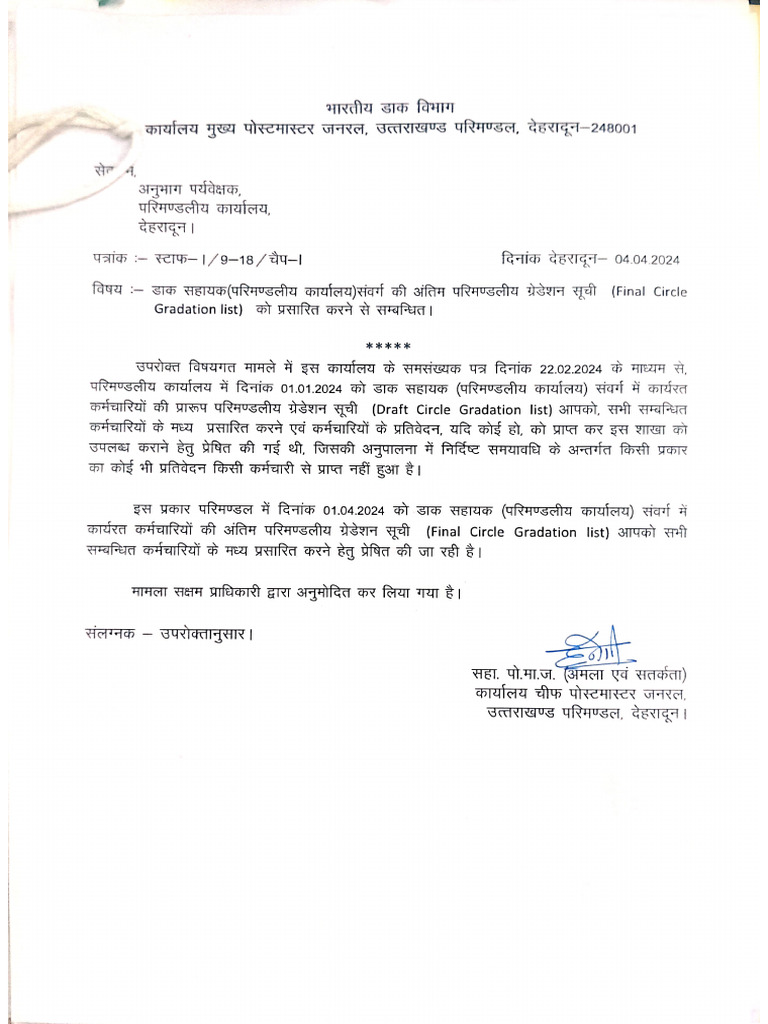 Gradation List of Circle Office | PDF