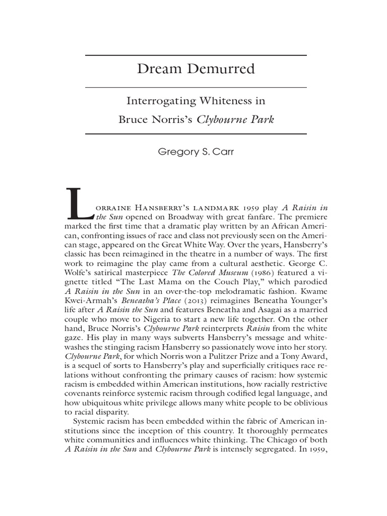 Whiteness in Clybourne Park Explored | PDF