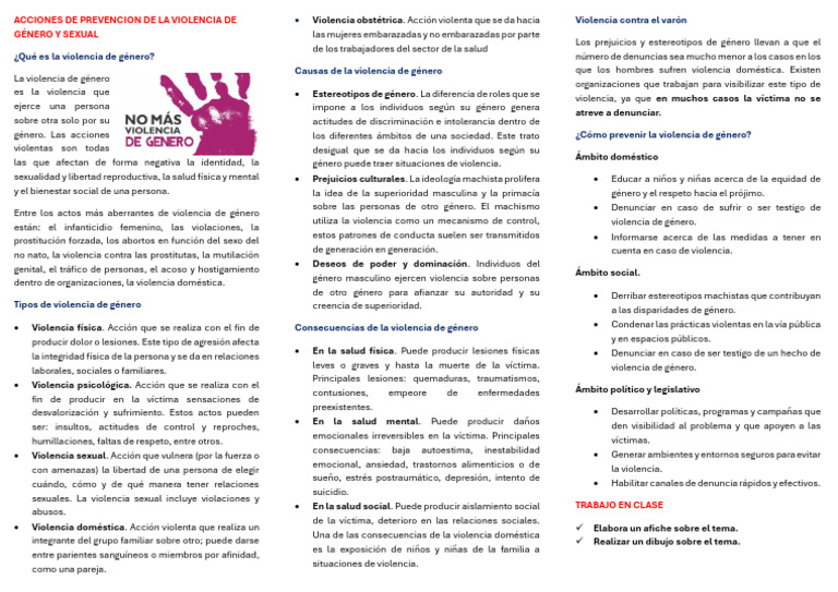 Acciones de Prevencion de La Violencia de Género y Sexual | PDF ...