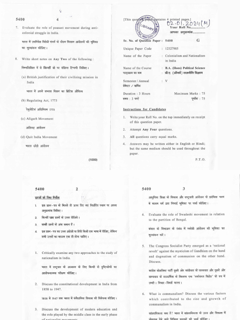 Colonialism Nationalism In India V Pdf