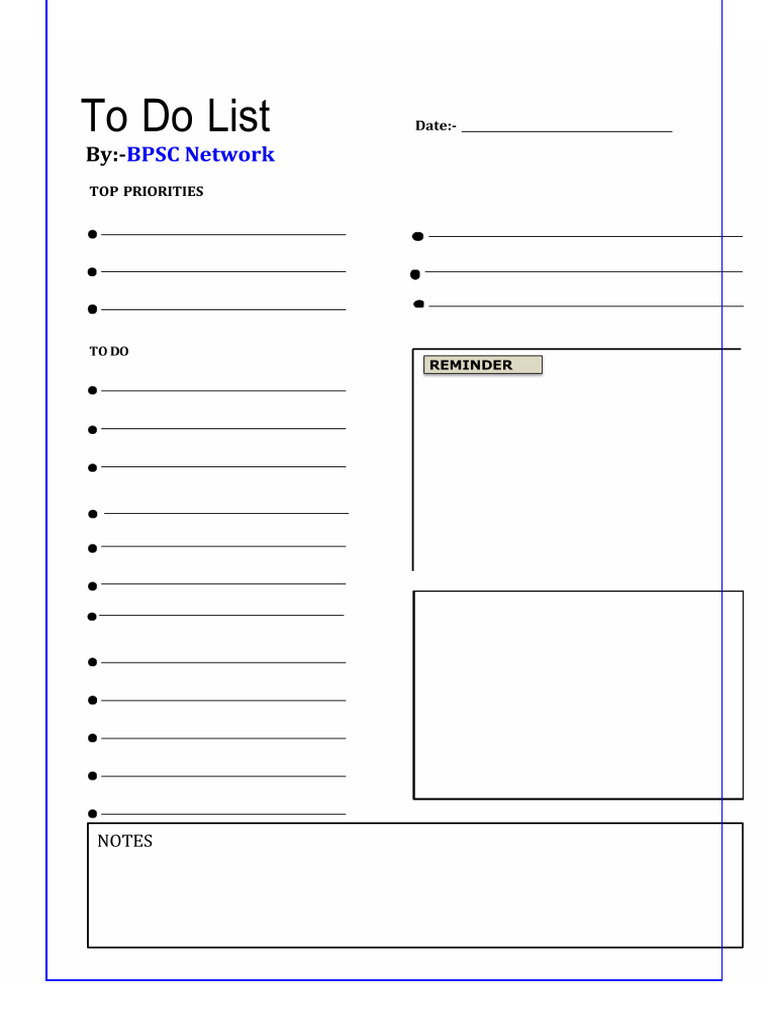 To Do List For Daily Targets | PDF