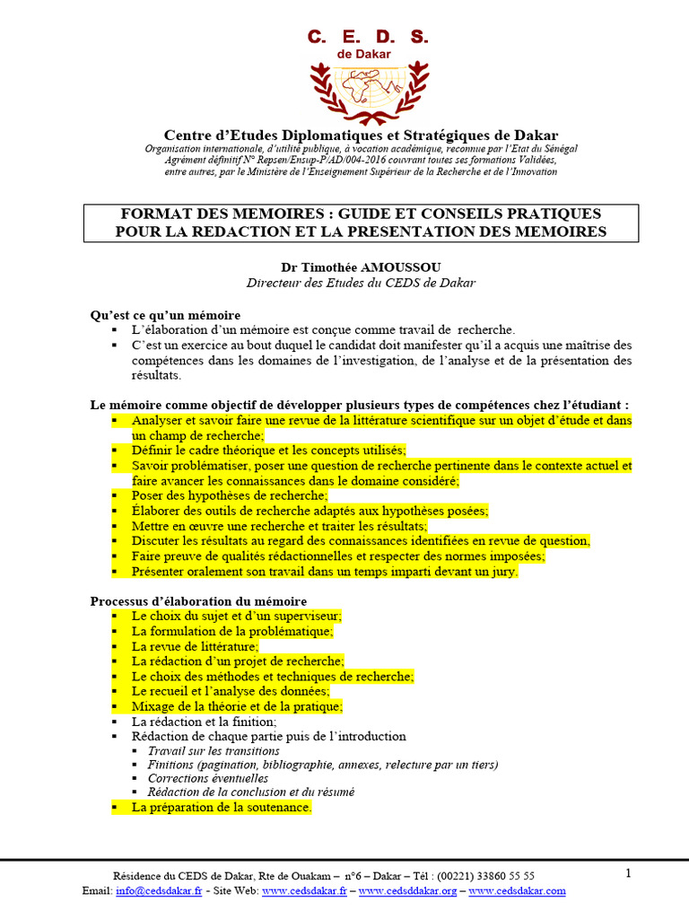 Guide de rédaction de mémoires au CEDS | PDF | Guillemet
