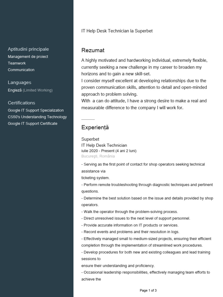 it help desk resume sample PDF - 1