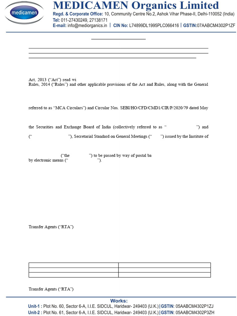Postal Ballot Notice for Members | PDF | Login | Electronic Voting