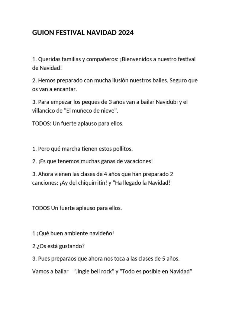 Guion Festival de Navidad 2024 | PDF