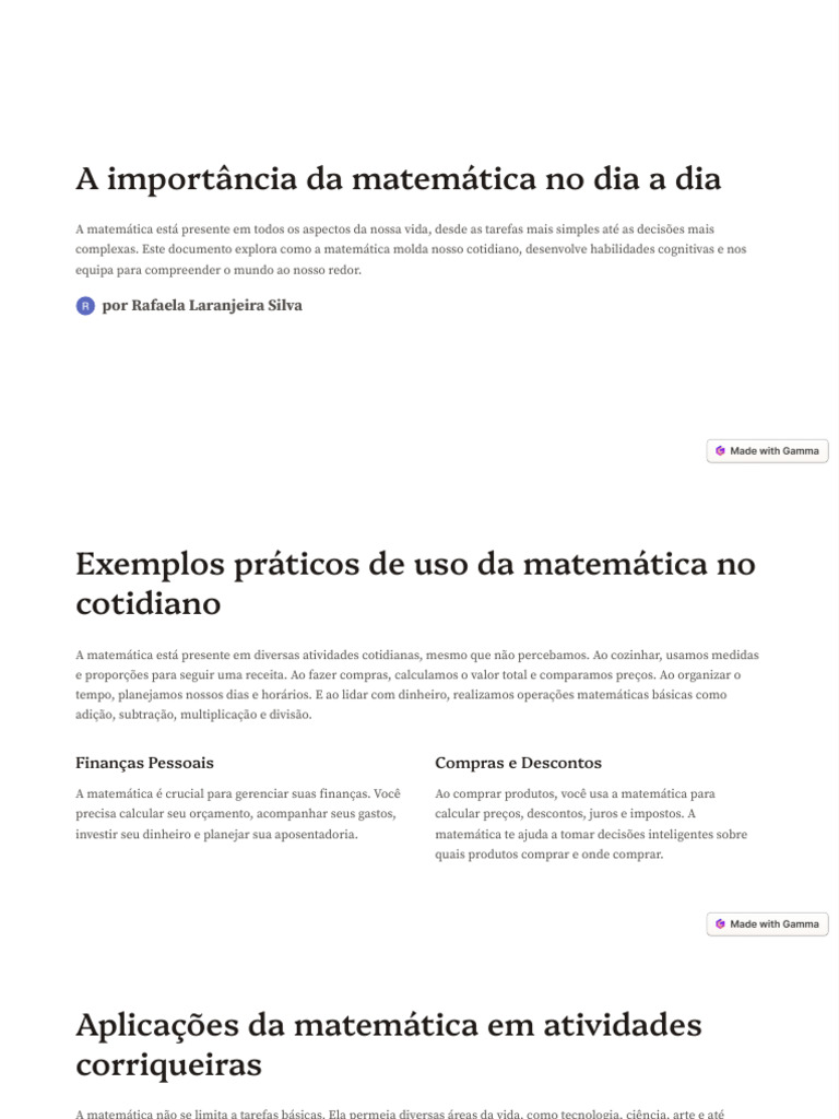 A-importancia-da-matematica-no-dia-a-dia | PDF | Matemática | Aprendizado