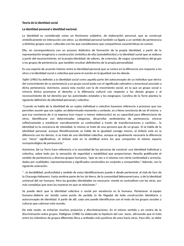 Construcción de la Identidad Personal y Social | PDF | Mujer | Grupo social