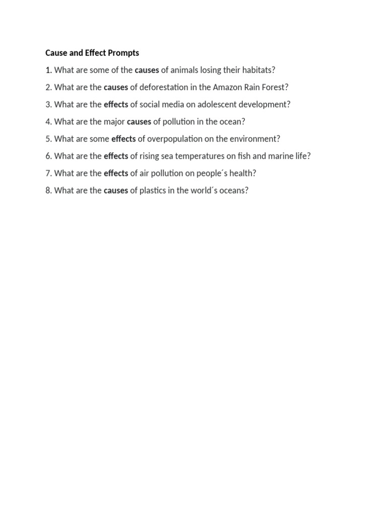 Writing+ +Cause+and+Effect+Prompts | PDF