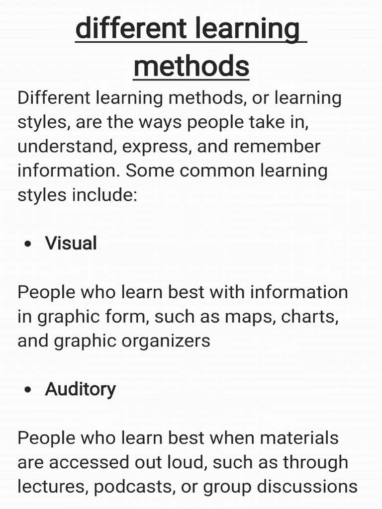 Different Learning Methods | PDF