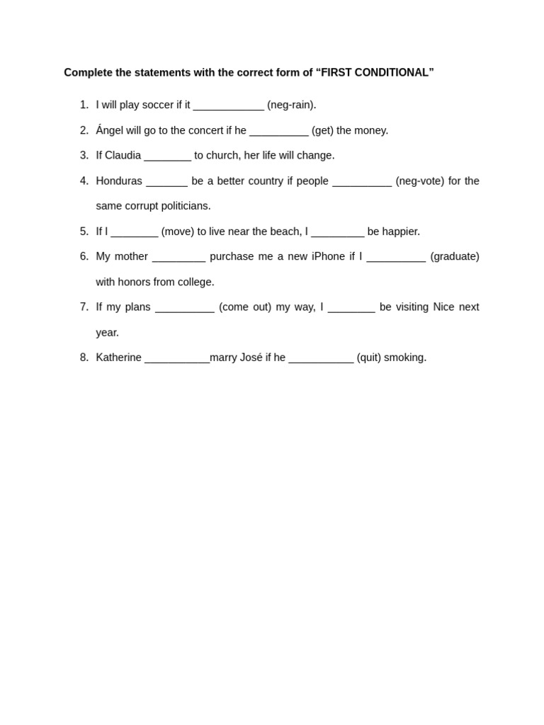 First Conditional Practice Exercises | PDF