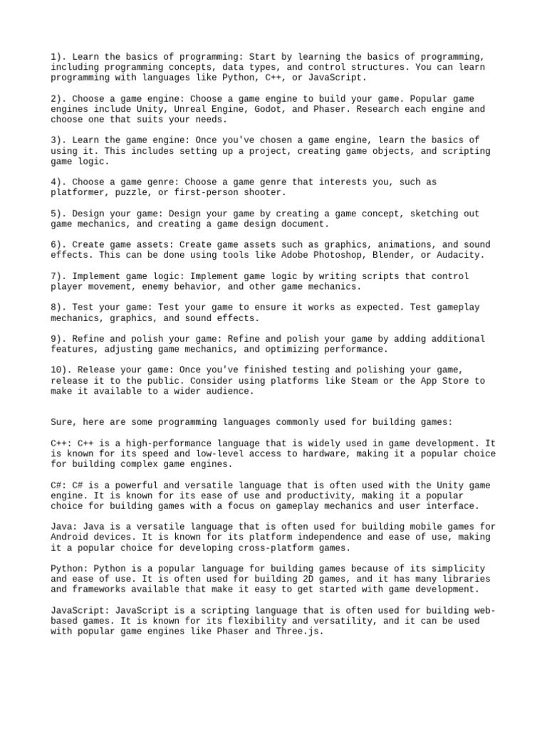 Game Development and AI Basics Guide | PDF | Artificial Intelligence ...
