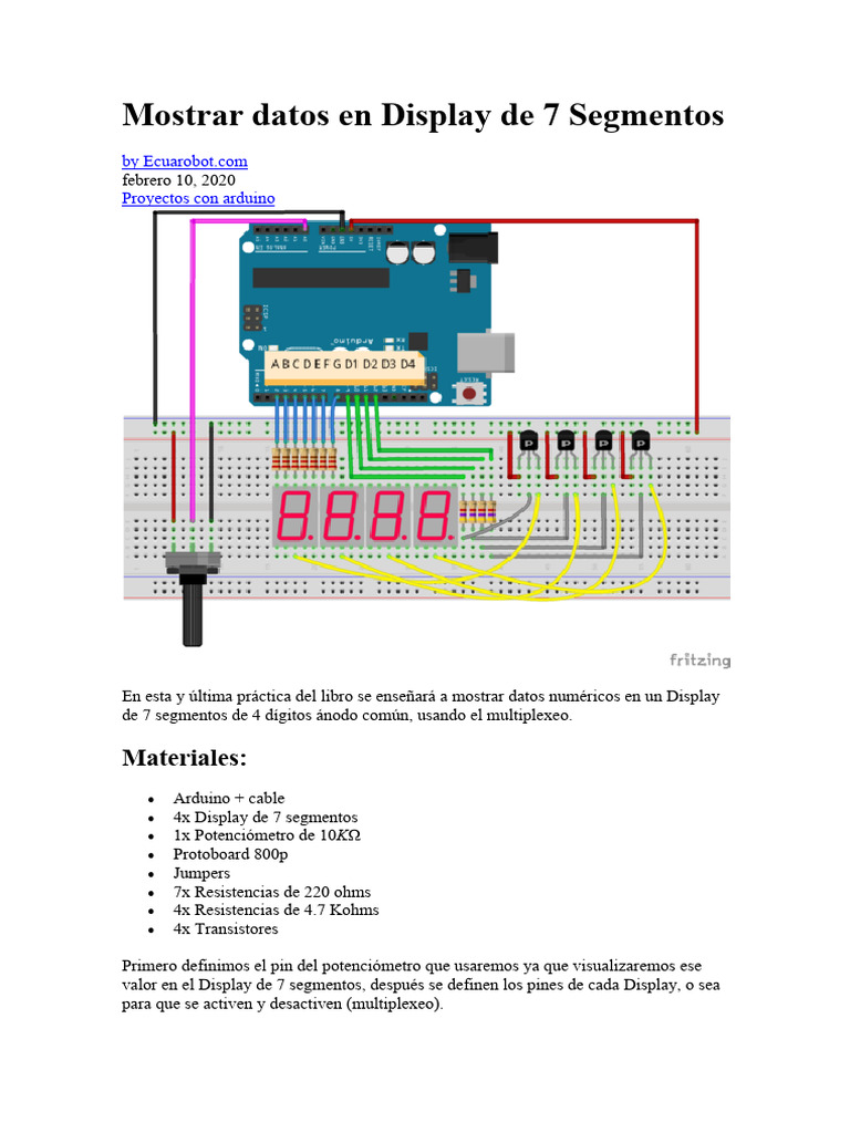 Kit Arduino - Mostrar Datos en Display de 7 Segmentos | PDF | Función ...